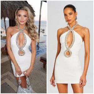 NWT Retrofete Wynn Crystal Keyhole Wedding Bridal White Mini Beaded Sz Medium